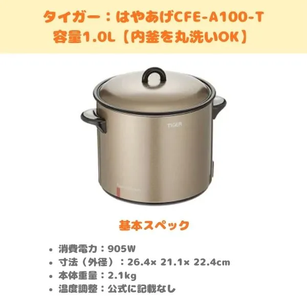 タイガー：はやあげCFE-A100-Tの製品紹介画像