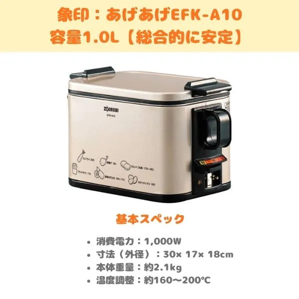 象印:あげあげEFK-A10の製品紹介画像
