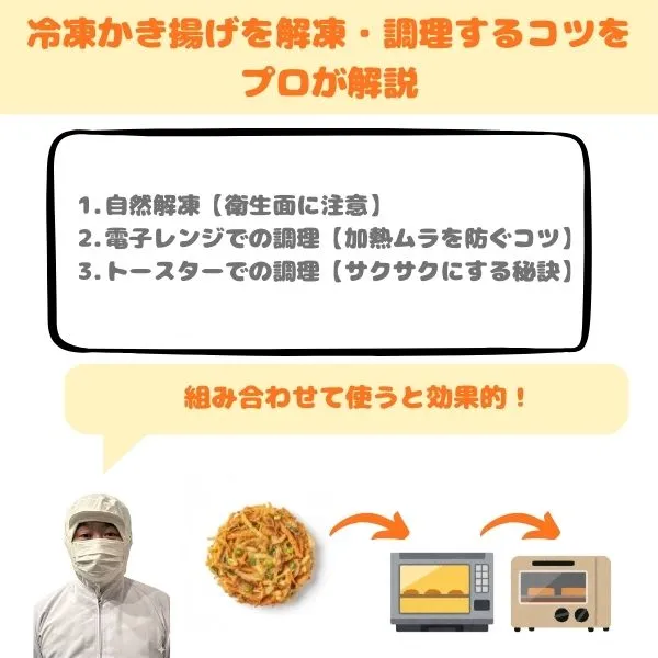 冷凍かき揚げの解凍・調理手順の見出し画像