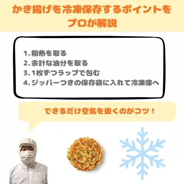 かき揚げを冷凍保存するポイント見出しの画像
