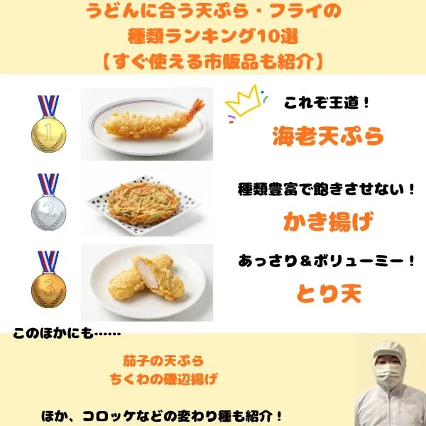 うどんに合う天ぷら・フライの種類ランキング