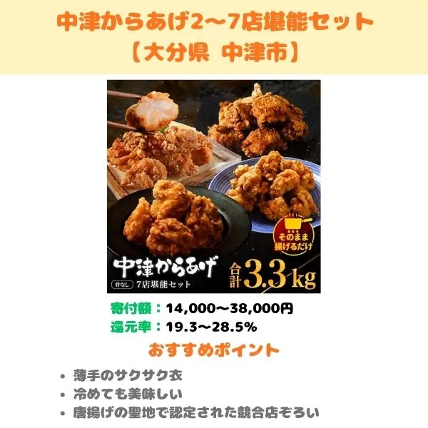 中津からあげ堪能セットのふるさと納税返礼品紹介画像