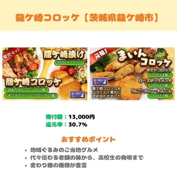 龍ケ崎コロッケのふるさと納税返礼品紹介画像